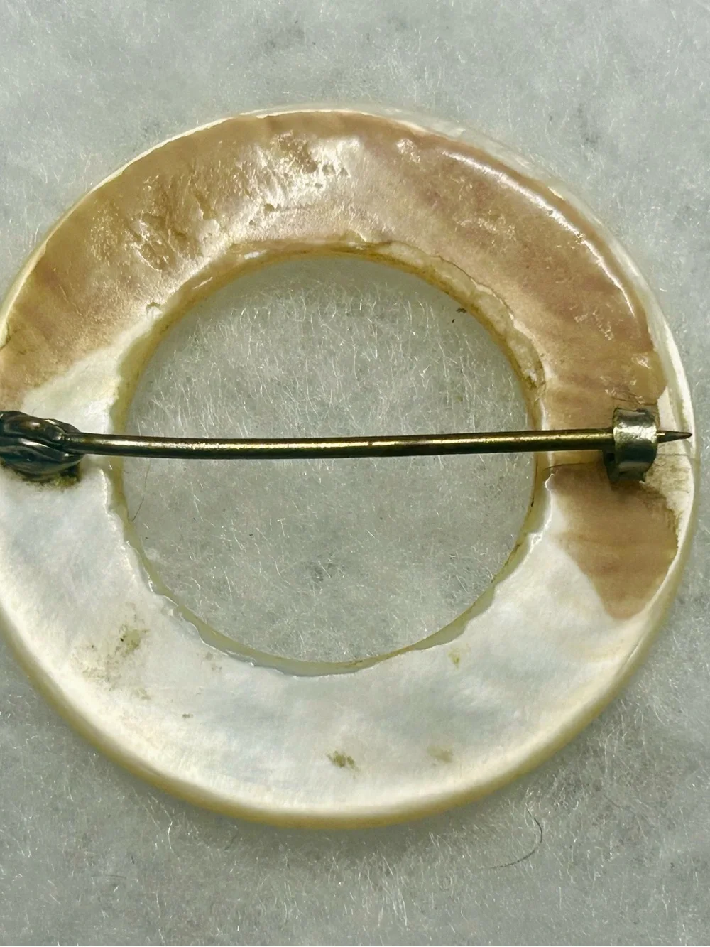 Antique Mother of Pearl Open-Circle Brooch (c. 1895–1910)